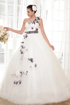 Single Straps Ball Gown Floor Length Colorful Wedding Dress  