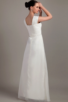 Column Floor Length White Chiffon Beach Wedding Dress 
