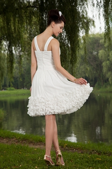 Straps Mini Length White Chiffon Homecoming Dress 