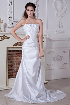 Simple A-line Satin Wedding Gown Corset Back
