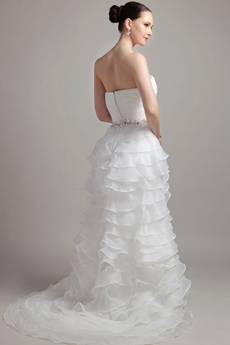 Multi Tiered White Organza Wedding Dress 