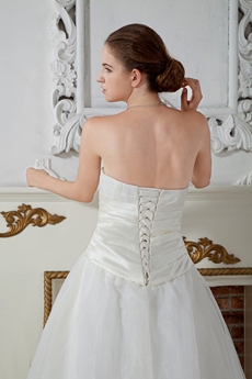 Modest Ivory Organza Full Length Princess Wedding Dress