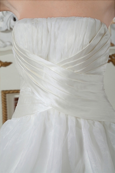 Modest Ivory Organza Full Length Princess Wedding Dress