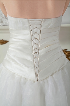 Modest Ivory Organza Full Length Princess Wedding Dress