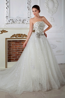 Luxurious Strapless Princess Wedding Dress 2016