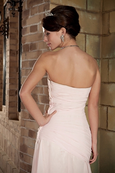 A-line Chiffon Full Length Pink Prom Dress With Lace 