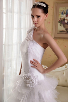 Couture One Shoulder Puffy Tulle Wedding Dress With Layered 