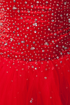 Puffy Mini Length Sweetheart Red Tulle Sweet 16 Dress