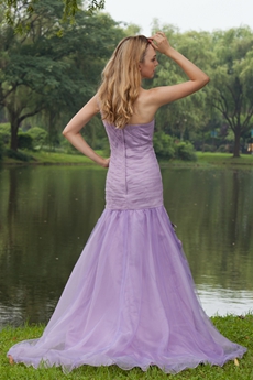 Butterfly One Shoulder Organza Lilac Mermaid Prom Dress 