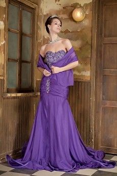 Special Sweetheart Full Length Trumpet Violet Prom Dress 