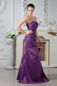 Glamour Strapless Sheath Purple Prom Dress 