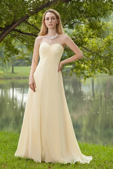 Elegance Sweetheart Pale Yellow Chiffon Formal Evening Dress 