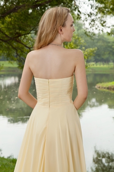 Elegance Sweetheart Pale Yellow Chiffon Formal Evening Dress 