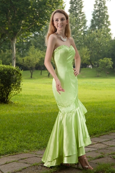 Sage Color Mermaid Prom Dress Wuth High Low Hem 