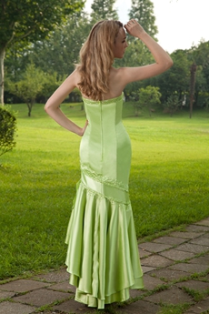 Sage Color Mermaid Prom Dress Wuth High Low Hem 