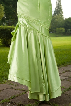 Sage Color Mermaid Prom Dress Wuth High Low Hem 