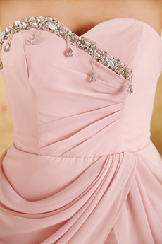 Mini Length Pink Chiffon Homecoming Dress 