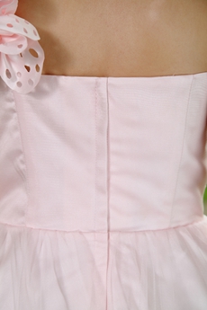 Cute One Shoulder A-line Mini Length Light Pink Damas Dress 