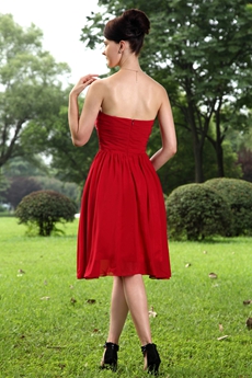 Knee Length Dark Red Chiffon Junior Bridesmaid Dress 
