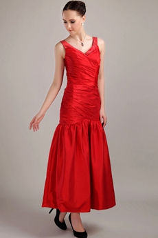 Ankle Length Red Prom Dress For Juniors 