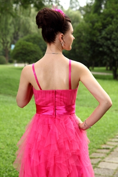 Puffy Mini Length Hot Pink Tulle Damas Dress 