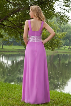 Sweet Jewel Neckline Lilac Bridesmaid Dress 