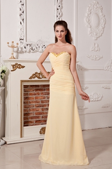 Column Floor Length Yellow Chiffon Evening Dress 