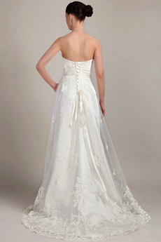 Grecian A-line Full Length Lace Wedding Dress 