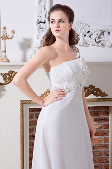 Greek One Shoulder Chiffon Destination Wedding Dress 