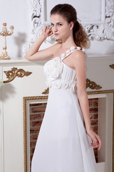 Greek One Shoulder Chiffon Destination Wedding Dress 