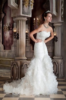 Gorgeous Sweetheart Full Length Trumpet/Mermaid Wedding Dress 