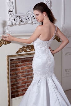 One Shoulder Lace Trumpet Bridal Gown
