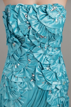 Butterfly Blue Satin Prom Dress Long Length 