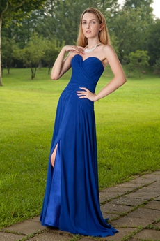 Sweetheart A-line Full Length Royal Blue Prom Dress 