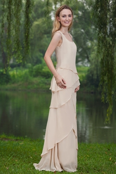 Champagne Chiffon Mother Of The Bride Dresses With Long Sleeves Jacket 