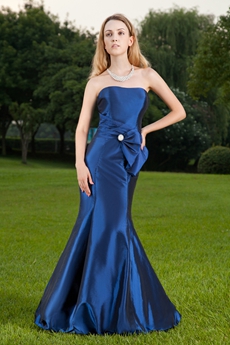 Modest Strapless Neckline Full Length Mermaid Prom Dress 