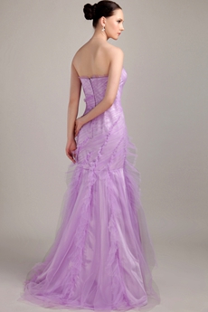Desirable Mermaid Floor Length Lilac Tulle Prom Dress 