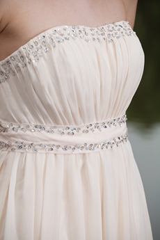 Beaded Strapless Column Full Length Ivory Beach Wedding Dress 