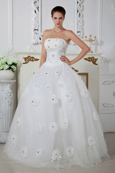 Classy Ball Gown Wedding Dress With 3d Flower