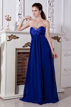 Modest Sweetheart Empire Full Length Royal Blue Chiffon PROM Dress