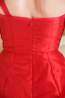 Sassy One Shoulder Puffy Mini Length Red Organza Sweet Sixteen Dress 