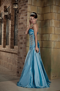 Beautiful Shallow Sweetheart Trumpet/Mermaid Blue Prom Dress 