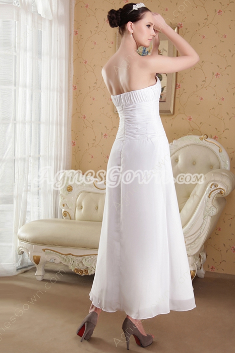 Column Ankle Length Chiffon Beach Wedding Dress 