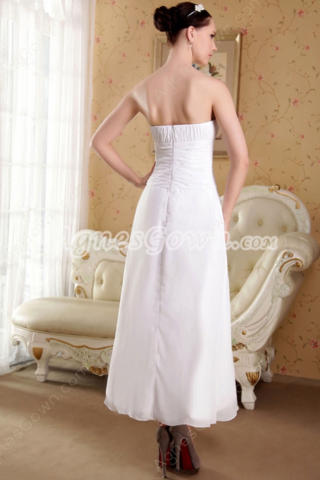 Column Ankle Length Chiffon Beach Wedding Dress 