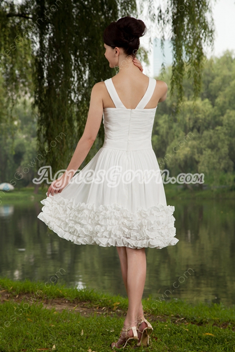 Straps Mini Length White Chiffon Homecoming Dress 