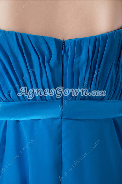 Knee Length Turquoise Chiffon Prom Dress 