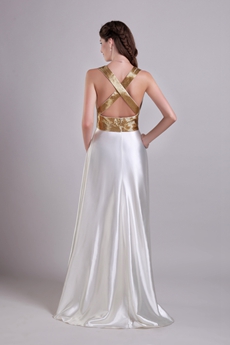 Hot Crossed Straps Back Ivory Wedding Dress Front Slit 