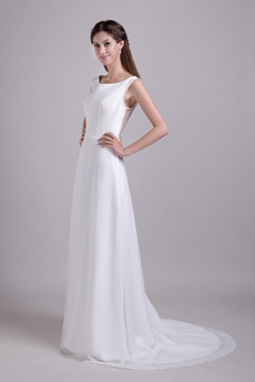 Illusion Back Beach Wedding Dress With Embroidery Beads 