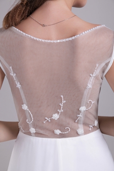 Illusion Back Beach Wedding Dress With Embroidery Beads 