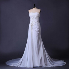 Corset Back A-line Ivory Chiffon Destination Wedding Dress 